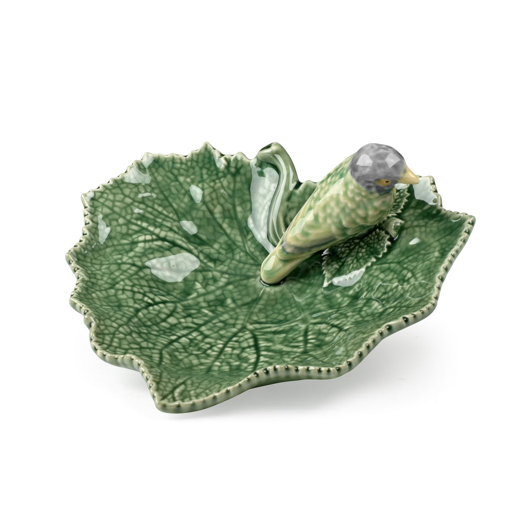 Bordallo Cineraria Leaf Blue Bird Serving Dish 19cm