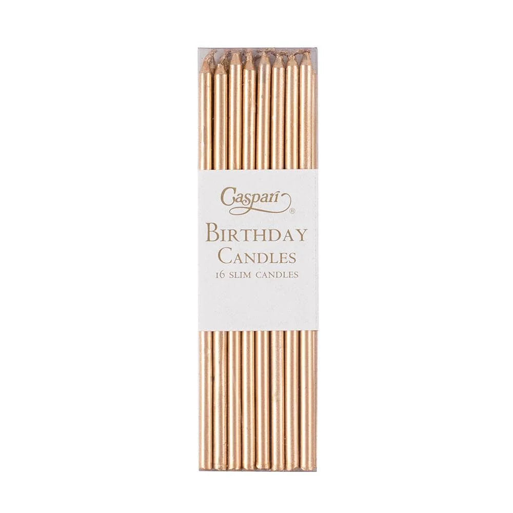 Caspari slim birthday candles, pack of 16 in a clear box