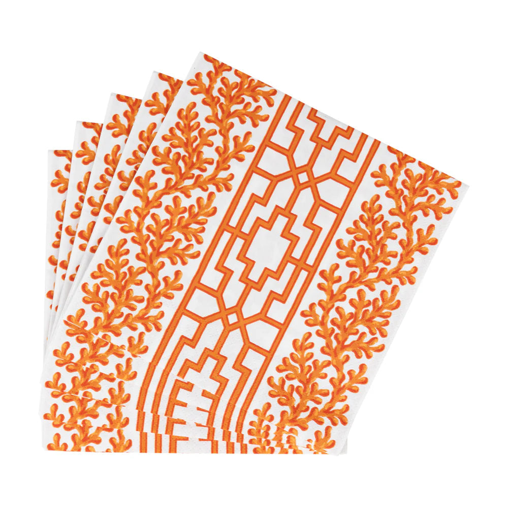 Caspari Coral And Trellis Coral Napkins, view 5