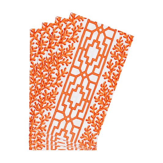Caspari Coral And Trellis Coral Guest Towel