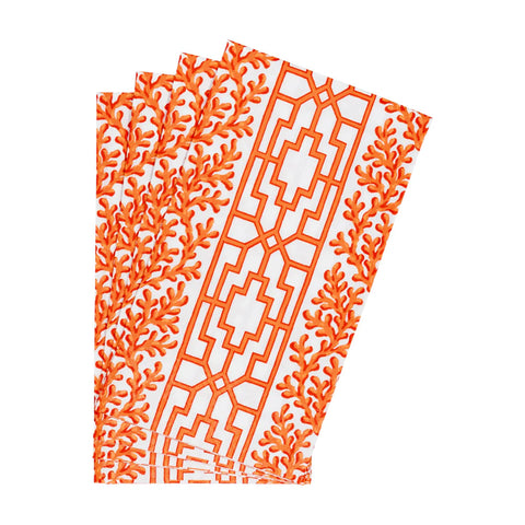 Caspari Coral And Trellis Coral Guest Towel