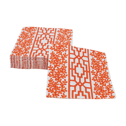 Caspari Coral And Trellis Coral Napkins, view 3
