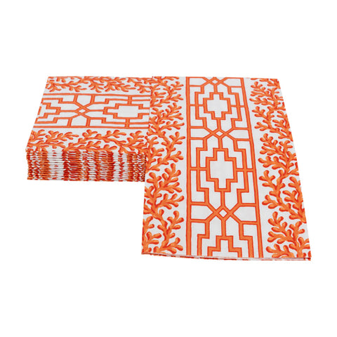 Caspari Coral And Trellis Coral Guest Towel