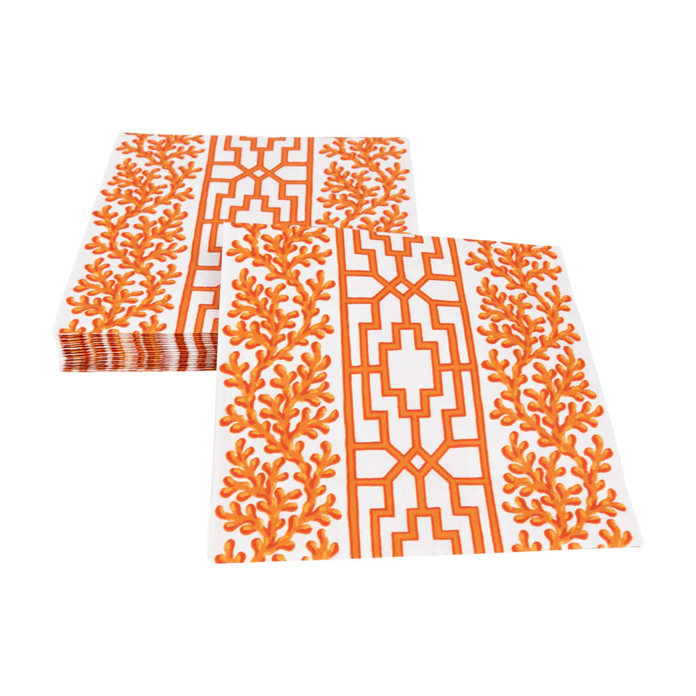 Caspari Coral And Trellis Coral Napkins, view 7
