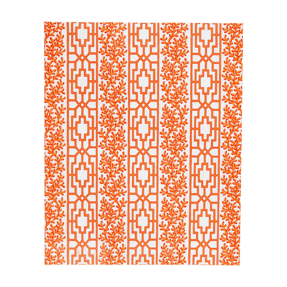 Caspari Coral And Trellis Coral Guest Towel, view 4