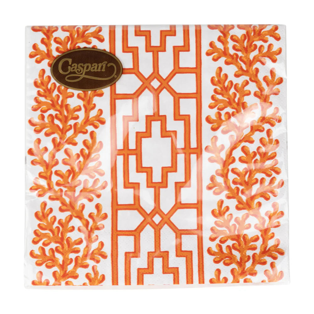 Caspari Coral And Trellis Coral Napkins, view 9