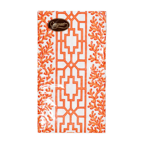 Caspari Coral And Trellis Coral Guest Towel