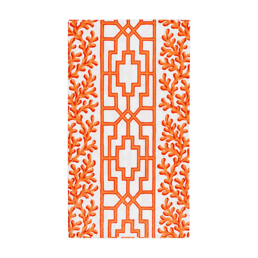 Caspari Coral And Trellis Coral Guest Towel