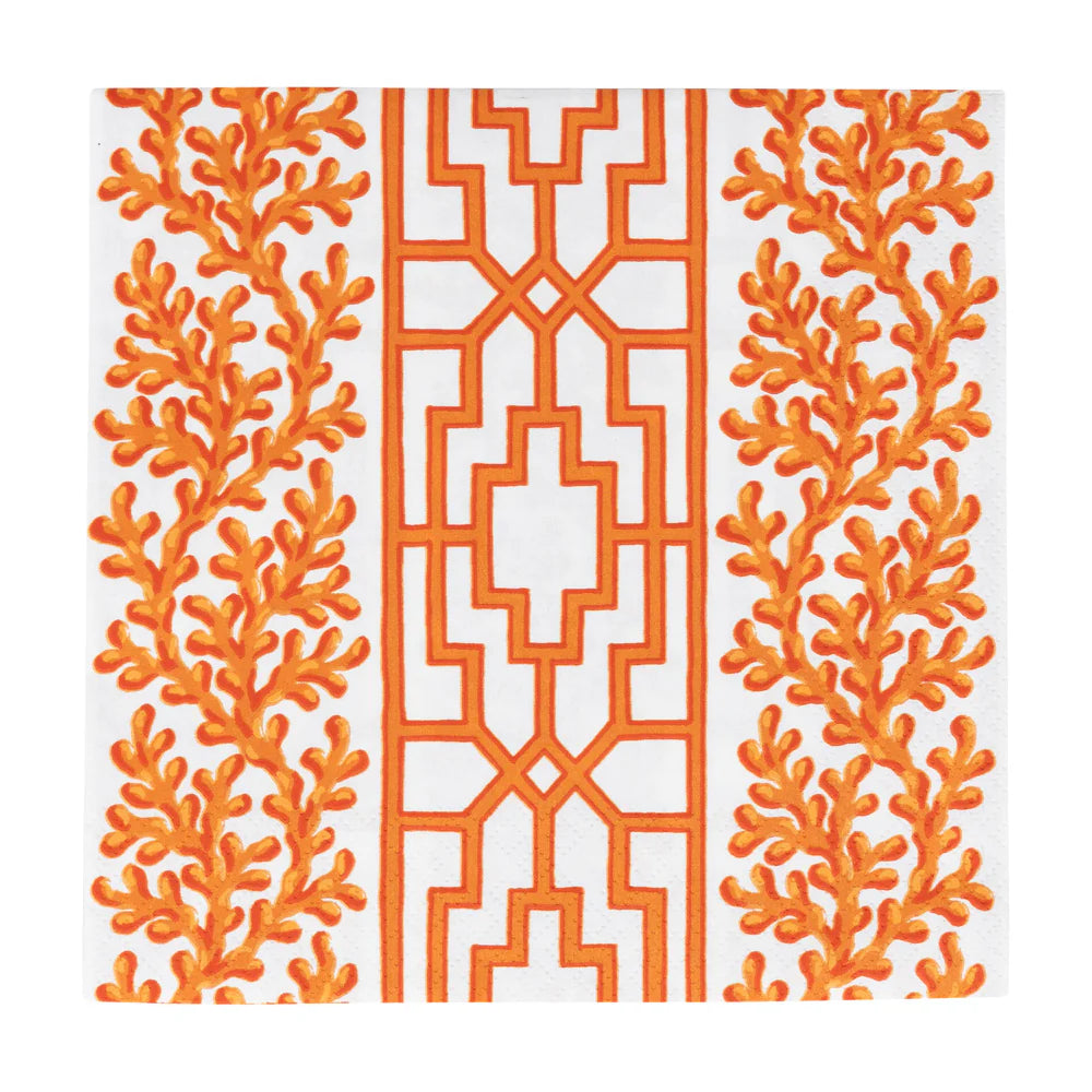 Caspari Coral And Trellis Coral Napkins, view 6