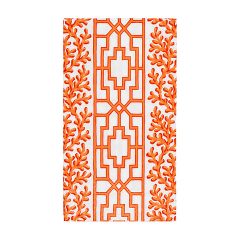 Caspari Coral And Trellis Coral Guest Towel