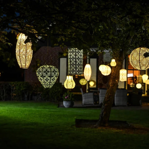 Lumiz Lace Green Tulip LED Solar Lantern