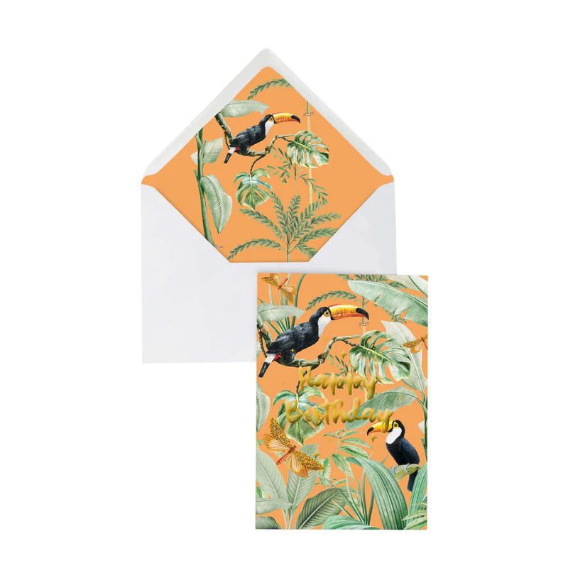Creative Lab Amsterdam Happy Birthday card with botanical design and gold foil, view 2