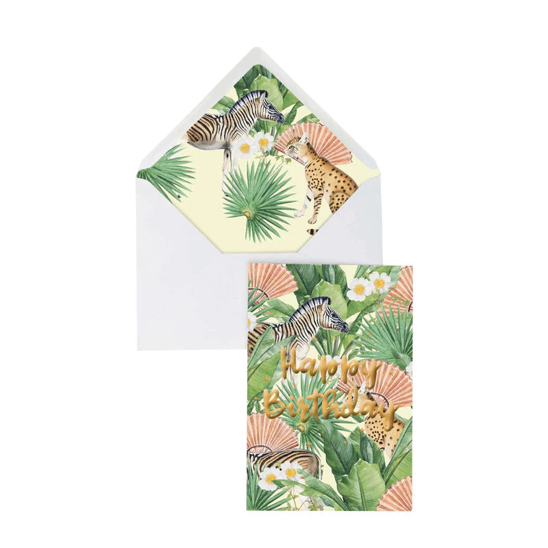 Creative Lab Amsterdam Happy Birthday card with botanical design and gold foil, view 4