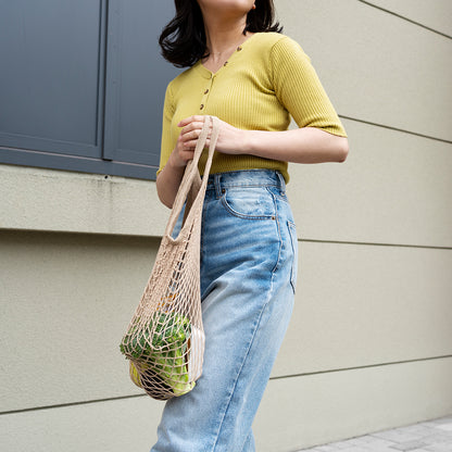 Filt 210 medium net shopper tote bag in knitted cotton – view 5