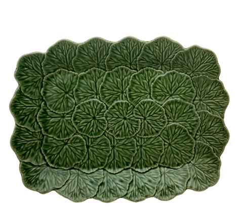 Bordallo Geranium Relief Platter 39 Green