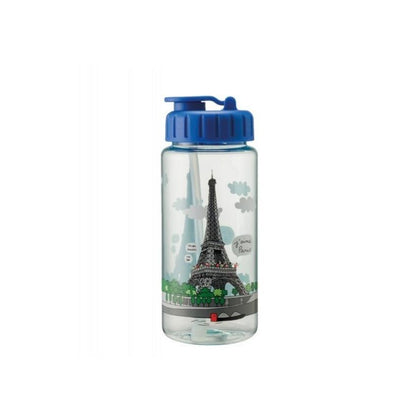 Petit Jour Paris Water Bottle in blue, 0.35L, with straw