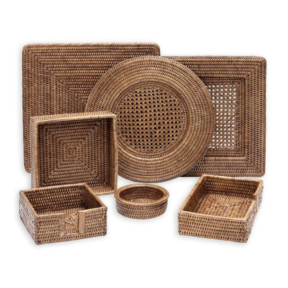 Caspari Rattan Wine Bottle Coaster, view 6