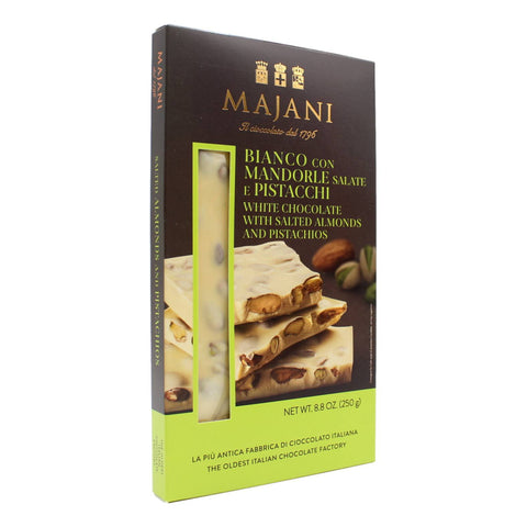 Majani White Chocolate Bar with Salted Almonds & Pistachios