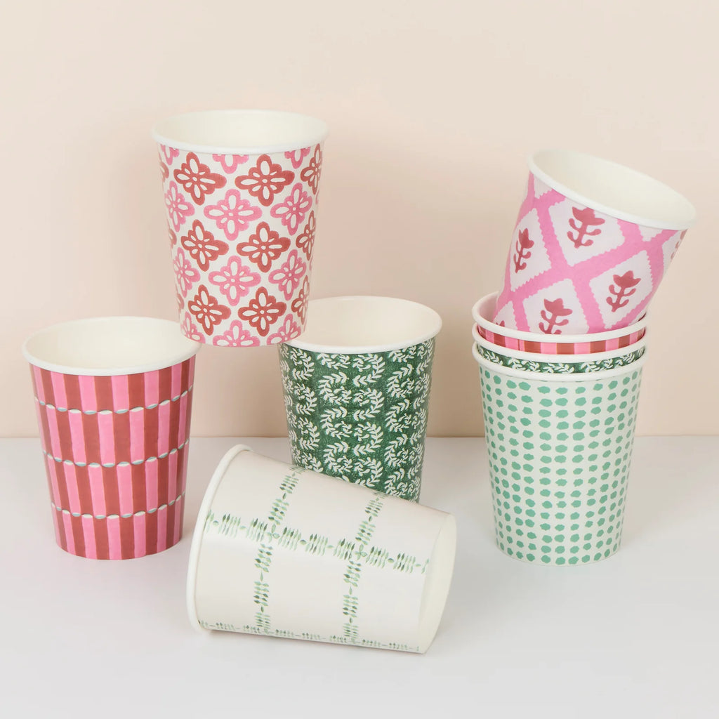 Meri Meri x Molly Mahon Red & Green Cups (x 8)