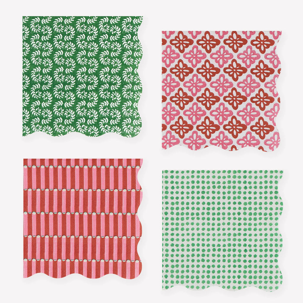 Meri Meri x Molly Mahon Red & Green Small Napkins (x 16)