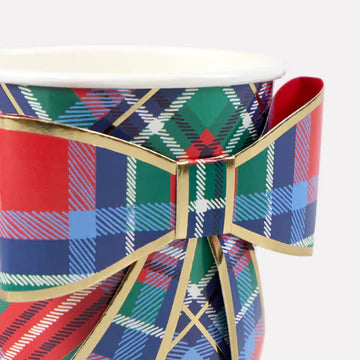 Meri Meri Plaid Mix Bow Cups (x 8)