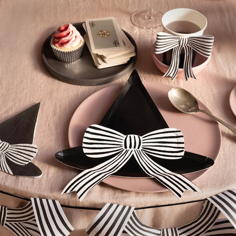 Meri Meri Black & White Stripy Bow Cups - 260ml