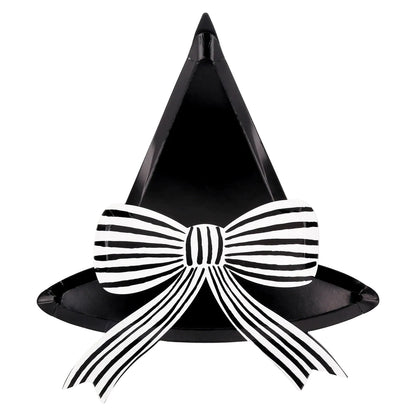 Meri Meri Witch Hat paper plates in black and white, pack of 8