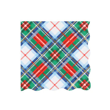 meri Meri Plaid Mix Large Napkins (x 16)