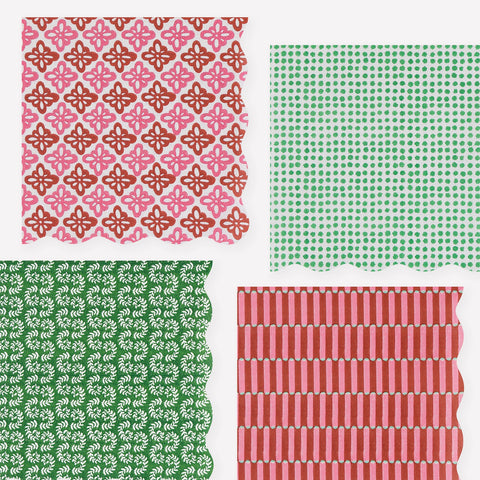 Meri Meri x Molly Mahon Red & Green Large Napkins (x 16)