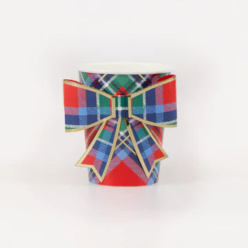 Meri Meri Plaid Mix Bow Cups (x 8)