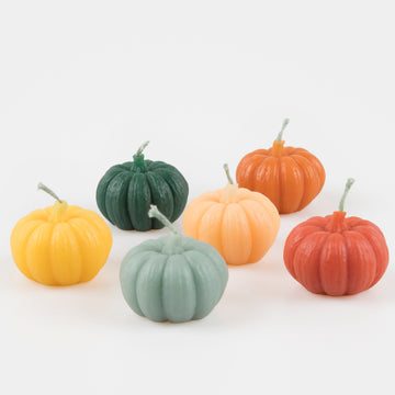 Meri Meri Mini Rainbow Pumpkin Candles (x 6)
