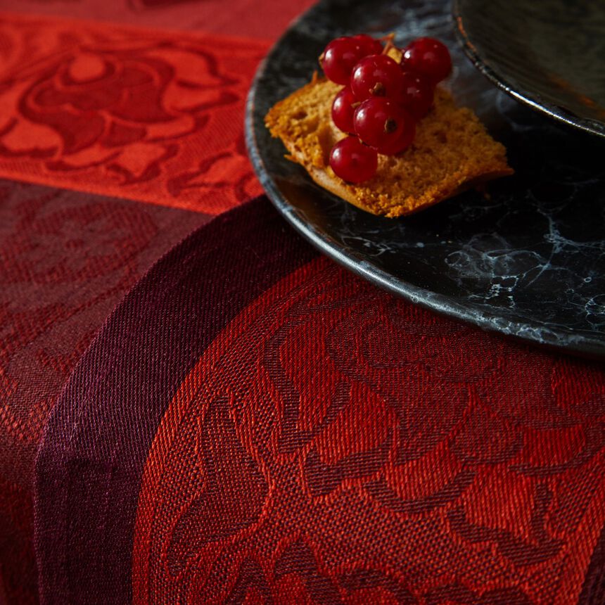 Le Jacquard Francais Ottomane Burgundy Tablecloth - 175x250cm, view 2