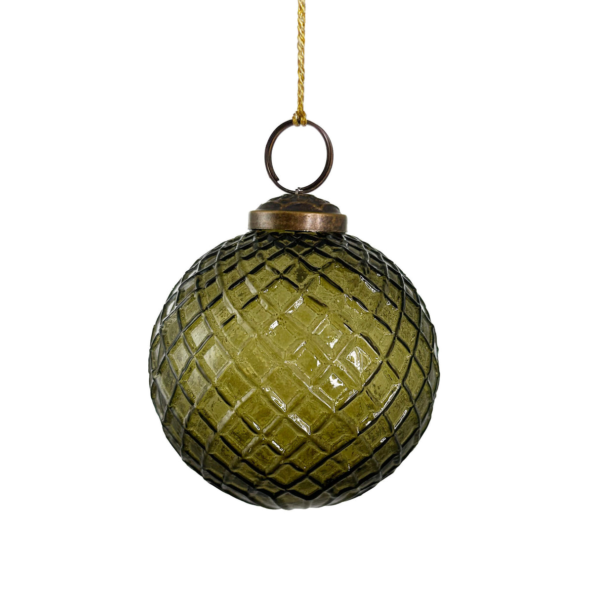Shishi Olive Glass Hanging Ball with netted design