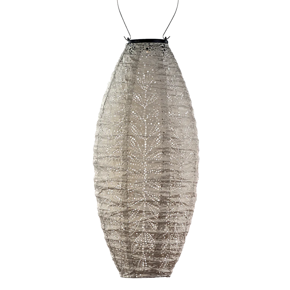 Lumiz Folia Light Taupe Long Oval LED Solar Lantern