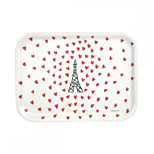 Petit Jour Picto-Hearts Wooden Serving Tray