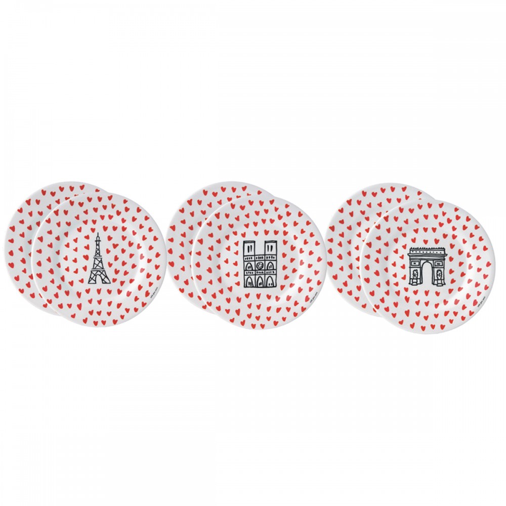Petit Jour Picto-Hearts Dessert Plates (Set of 6)