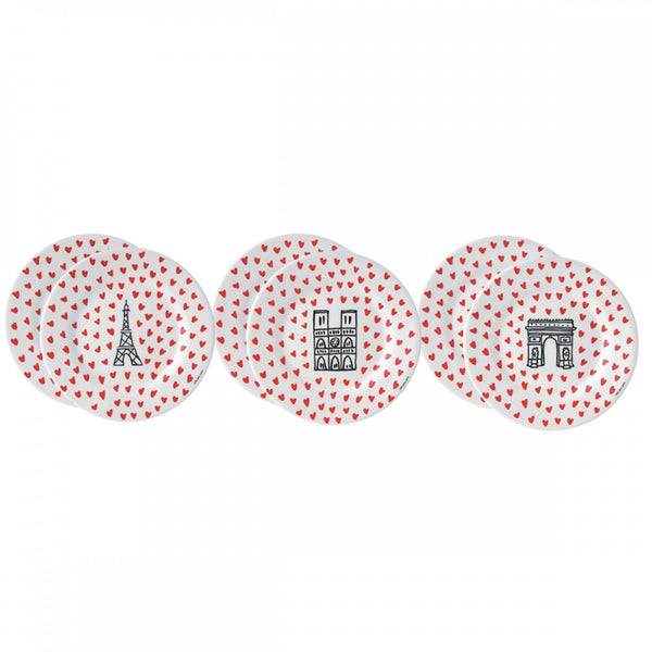 Petit Jour Picto-Hearts Dessert Plates (Set of 6)