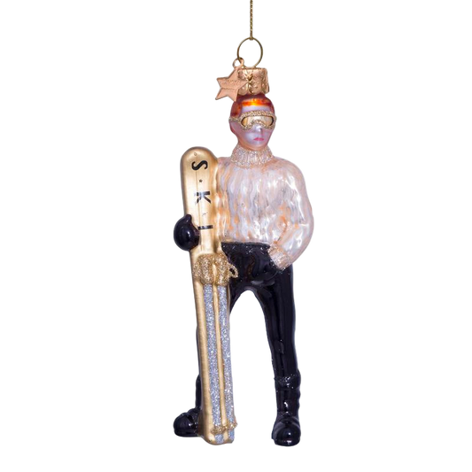Vondels Champagne Ski Boy Christmas tree hanging ornament, 12.5 cm