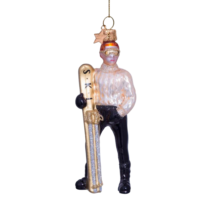Christmas Tree Hanging Ornament Champagne Ski Boy Ornament – 12.5 cm