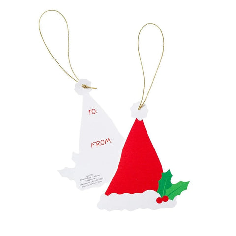 Caspari Santa Hat Ornament Tag (Set of 4)