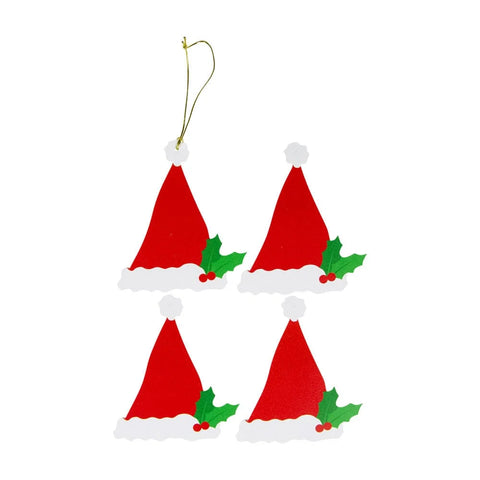 Caspari Santa Hat Ornament Tag (Set of 4)