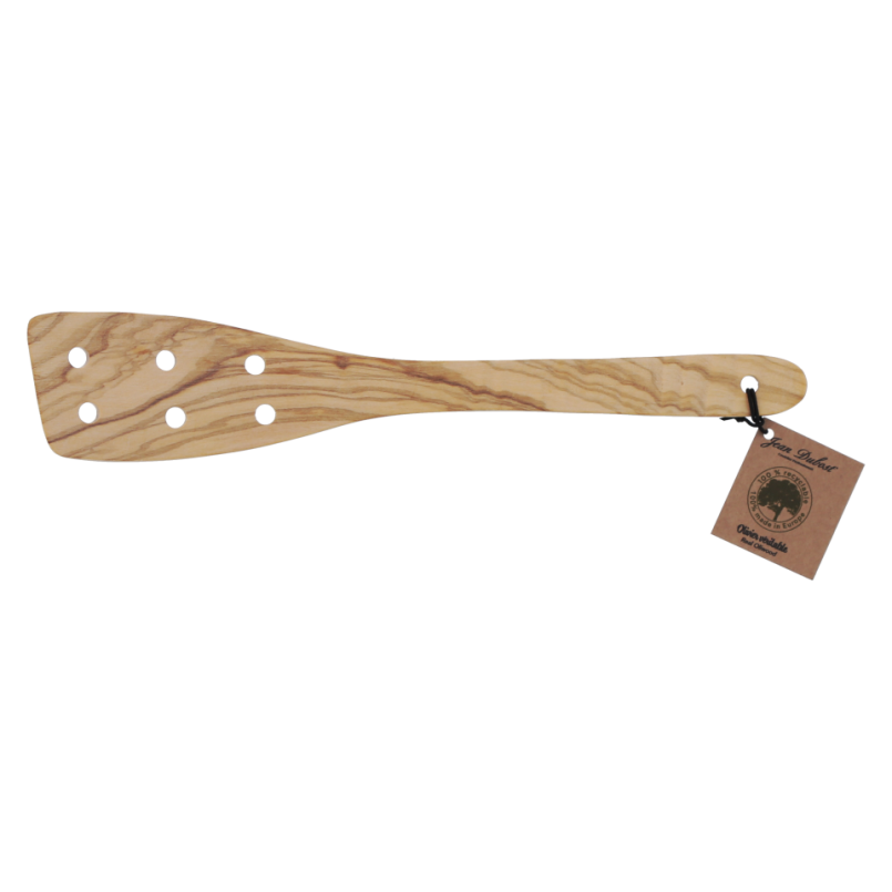 Laguiole Jean Dubost curved olive wood spatula with holes