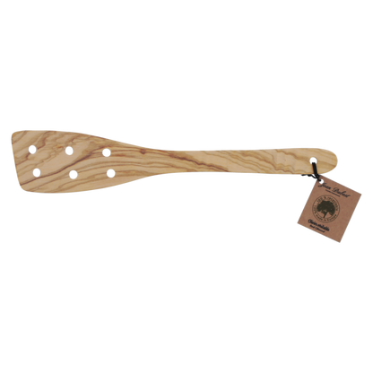 Laguiole Jean Dubost curved olive wood spatula with holes