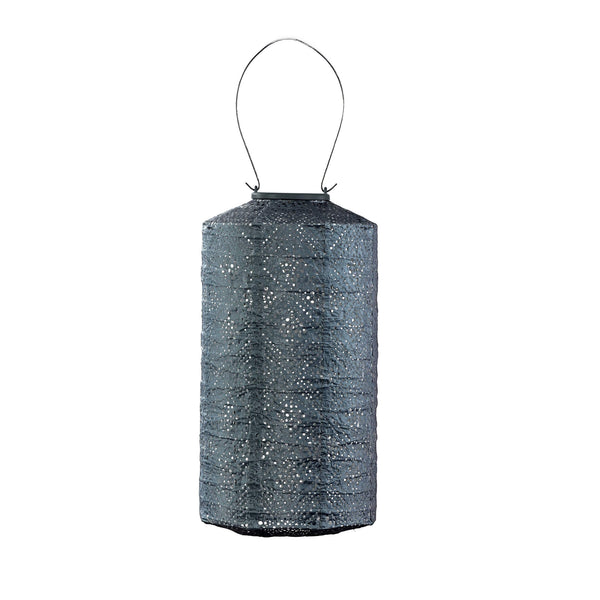 Lumiz Topaze Grey Blue Cylinder LED Solar Lantern