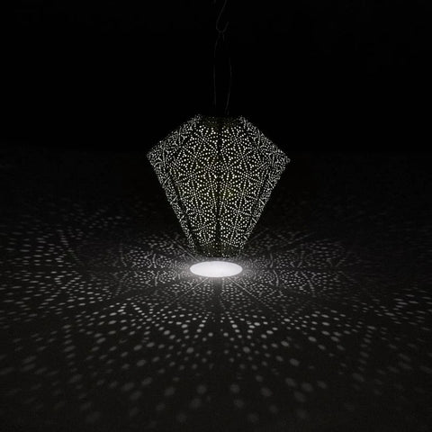 Lumiz Ikat Taupe Diamond LED Solar Lantern