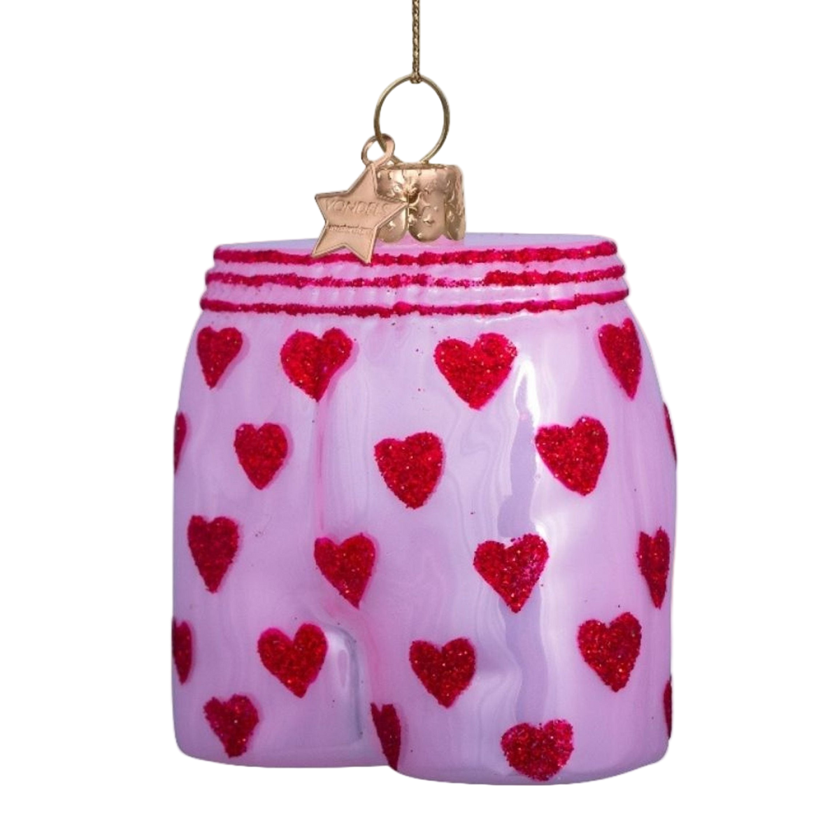 Vondels Soft Pink Opal Boxer Shorts Christmas tree hanging ornament, 7.5 cm