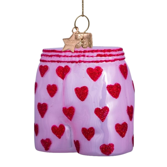 Vondels Soft Pink Opal Boxer Shorts Christmas tree hanging ornament, 7.5 cm