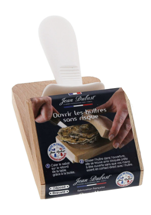 Laguiole Jean Dubost French Oyster Knife with Plastic Handle and Wood Holder