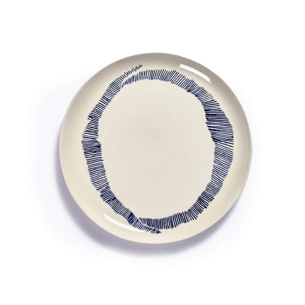 Feast White Swirl Blue Stripe Dinner Plate (Set of 2)