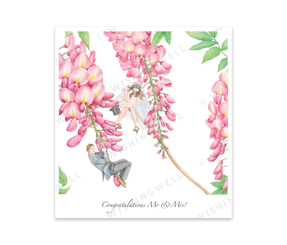 Wishing Well Greeting Card Congratulations Mr & Mrs Card, view 3